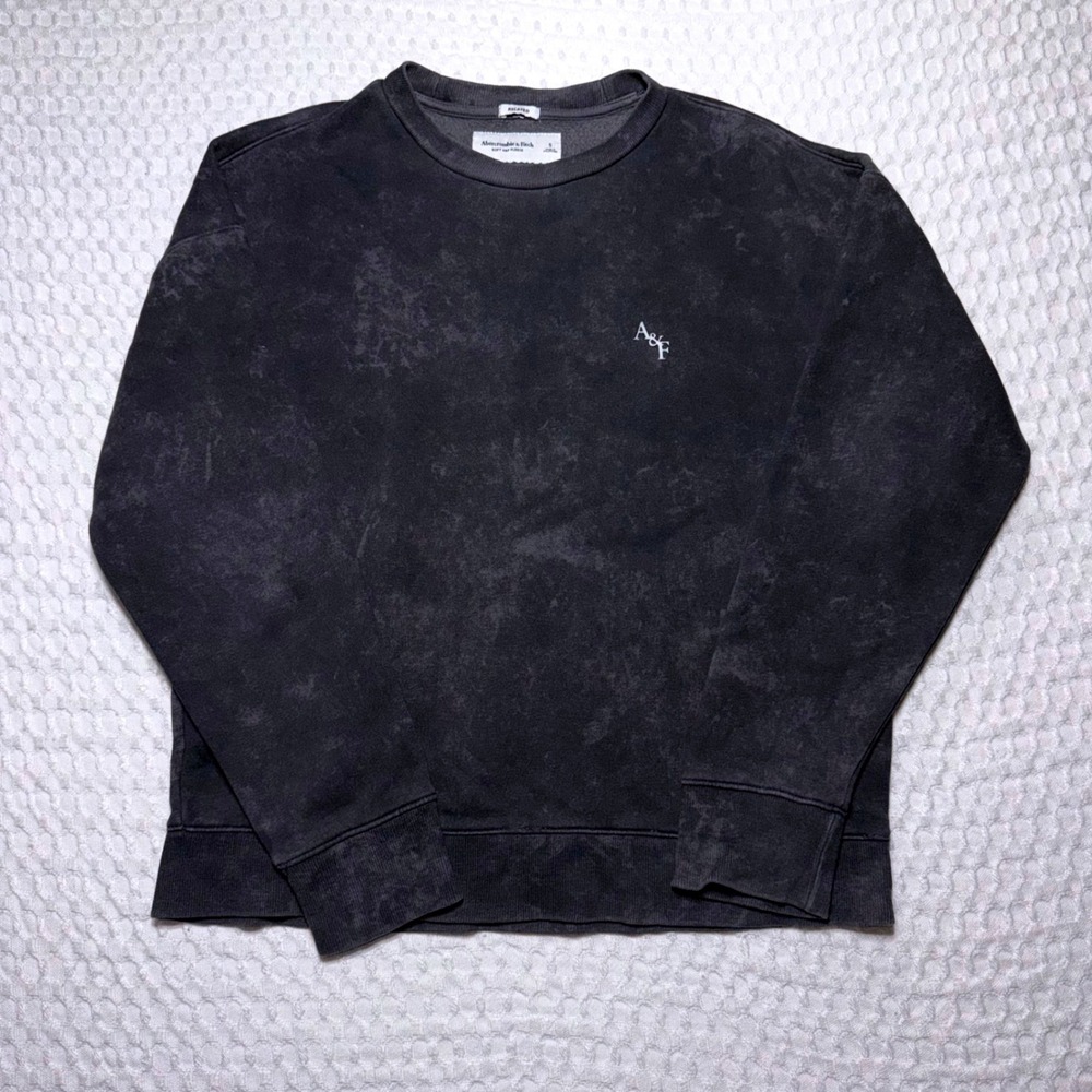 Abercrombie & Fitch Mens Small Relaxed Soft Fleece Acid Wash‎ Sweatshirt Grey